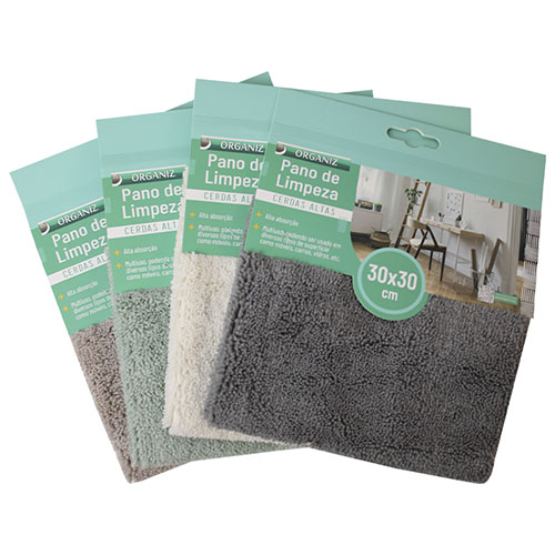 Pano de Limpeza Cerdas Altas 1 Unidade 30 x 30 cm - Organiz