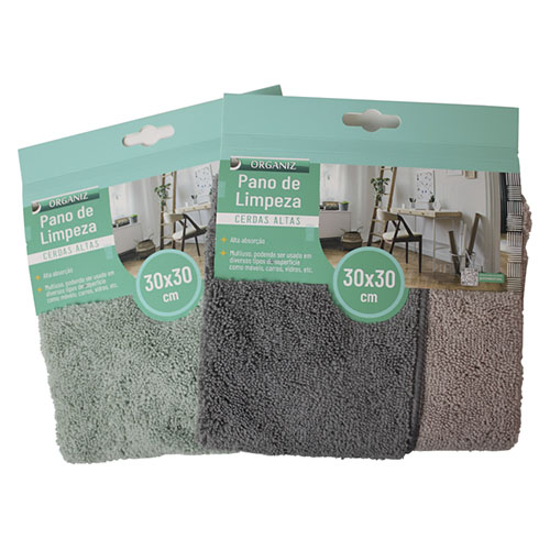 Pano de Limpeza Cerdas Altas 2 Unidades 30 x 30 cm - Organiz