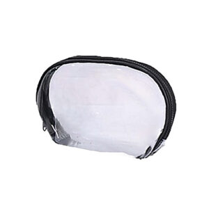 Necessaire Redonda Pequena Transparente e Preto 19 x 11 x 5