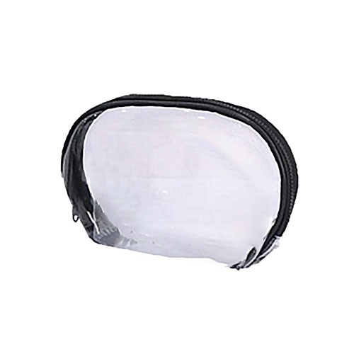 Necessaire Redonda Pequena Transparente e Preto 19 x 11 x 5