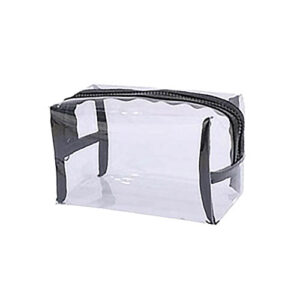 Necessaire Quadrada Transparente e Preto 18 x 11 x 10 cm - Organiz