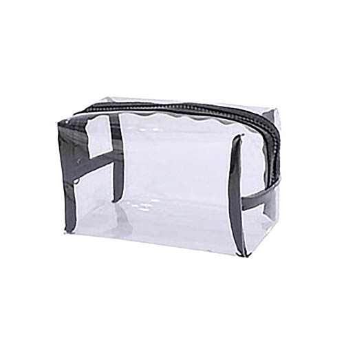 Necessaire Quadrada Transparente e Preto 18 x 11 x 10 cm - Organiz