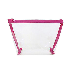 Necessaire Retangular Grande Transparente e Rosa 22