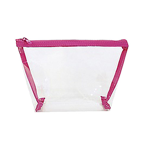 Necessaire Retangular Grande Transparente e Rosa 22