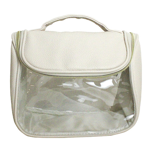 Necessaire com Alça Cinza com Visor 22 x 13 x 19 cm - Organiz
