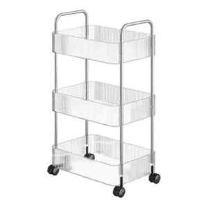 Carrinho Organizador Cromado com rodinhas e 3 Prateleiras - Organiz