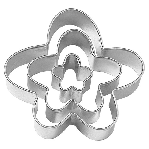 Kit de Cortadores Florais Cinco Pétalas Inox 3 peças - Konfektt