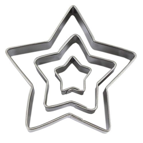 Kit de Cortadores Estrelas Inox 3 peças - Konfektt