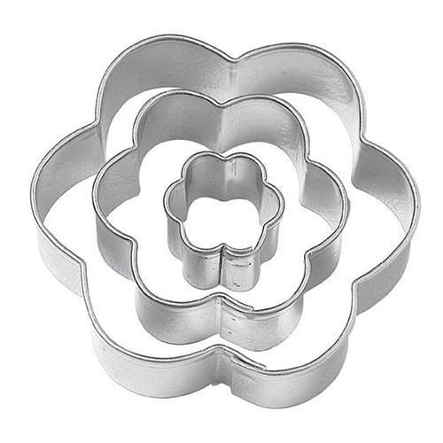 Kit de Cortadores Florais Seis Pétalas Inox 3 peças - Konfektt