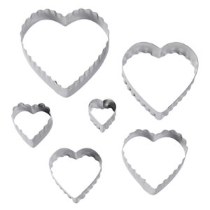 Kit de Cortadores Duplos Corações Inox 6 peças - Konfektt