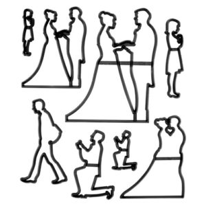 Kit Marcadores e Cortadores Silhueta Noivos 8 peças - Konfektt