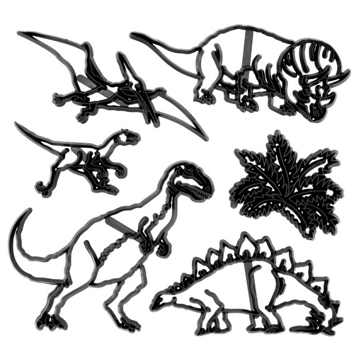 Kit Marcadores e Cortadores Silhueta de Dinossauros 6 peças - Konfektt
