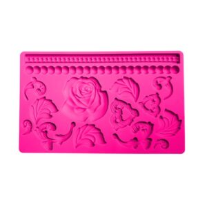Molde em Silicone Rosa e Ornamentos - Konfektt