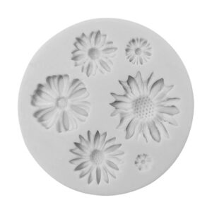 Molde em Silicone Floral Girassol-Gérbera-Margarida - Konfektt